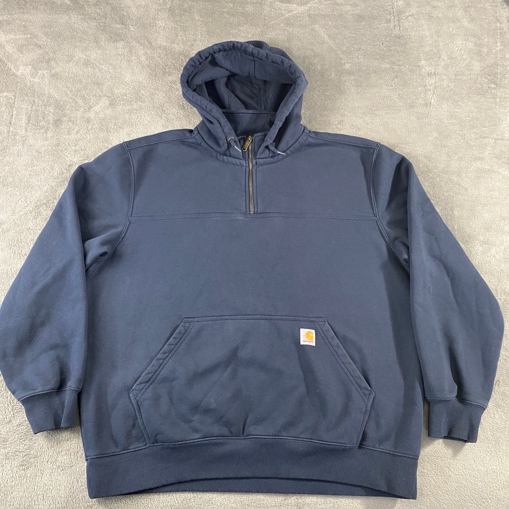 Carhartt Hoodie Mens 2XL Navy Rain Defender Loose Fit Heavyweight Quarter Zip